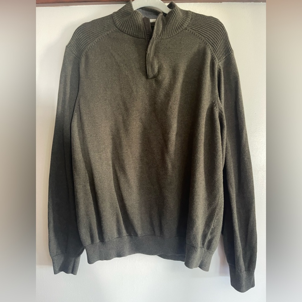 Tasso Elba 100% Cotton Olive Green Quarter Zip